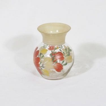 Kauklahden lasi maljakko, käsinmaalattu, suunnittelija , käsinmaalattu, signeerattu