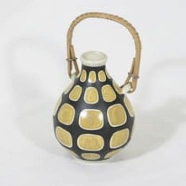 Kupittaan savi seinämaljakko, käsinmaalattu, suunnittelija Orvokki Laine, käsinmaalattu, signeerattu