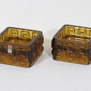 Riihimäen lasi Taalari kynttilänjalat, ruskea, 2 kpl, suunnittelija Tamara Aladin,