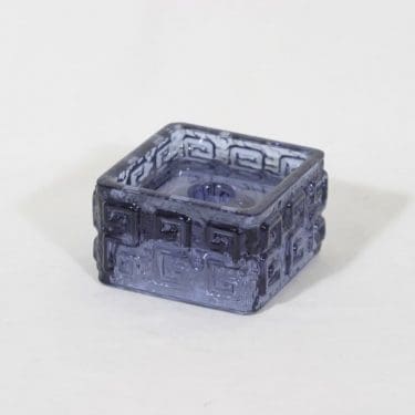 Riihimäen lasi Taalari kynttilänjalka, siniharmaa, suunnittelija Tamara Aladin,