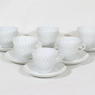 Arabia FK/VA kahvikupit, riisiposliini, 6 kpl, suunnittelija Friedl Holzer-Kjellberg, riisiposliini, massasigneerattu