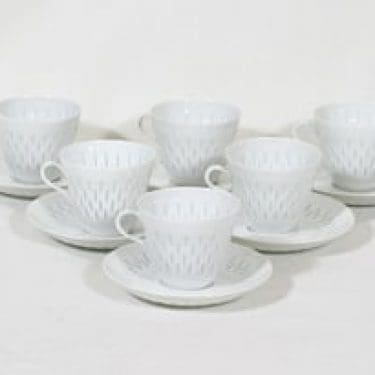 Arabia FK/VA kahvikupit, riisiposliini, 6 kpl, suunnittelija Friedl Holzer-Kjellberg, riisiposliini, massasigneerattu