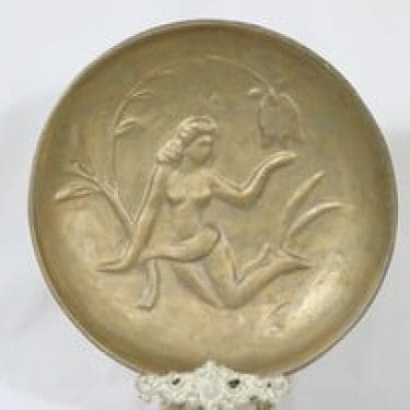 Kupittaan savi seinälautanen, suunnittelija , suuri, kulta