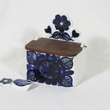 Arabia Köökki suola-astia ja -kauha, käsinmaalattu, suunnittelija Gunvor Olin-Grönqvist, käsinmaalattu, signeerattu