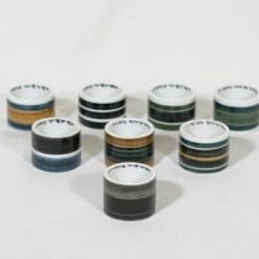 Arabia GS lautasliina-/munarenkaat, käsinmaalattu, 6 kpl, suunnittelija Gunnel Sallmen, käsinmaalattu, signeerattu