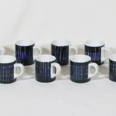 Arabia GOG 00 haarikat, 5 cl, 8 kpl, suunnittelija Gunvor Olin-Grönqvist, 5 cl, pieni, käsinmaalattu, signeerattu