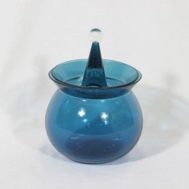 Riihimäen lasi Harlekiini makeiskulho, sininen, suunnittelija Nanny Still,