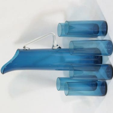 Riihimäen lasi Harlekiini mehukarahvi ja lasit, 150 cl|30 cl, 6 kpl, suunnittelija Nanny Still, 150 cl|30 cl