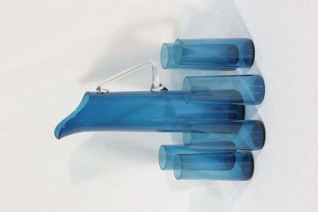 Riihimäen lasi Harlekiini mehukarahvi ja lasit, 150 cl|30 cl, 6 kpl, suunnittelija Nanny Still, 150 cl|30 cl