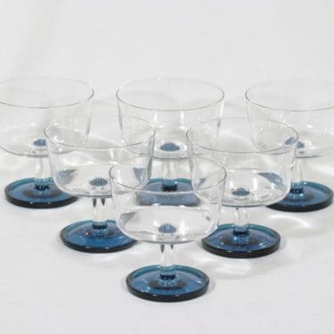 Riihimäen lasi Ultra annosmaljat, kirkas-sininen, 6 kpl, suunnittelija Nanny Still,