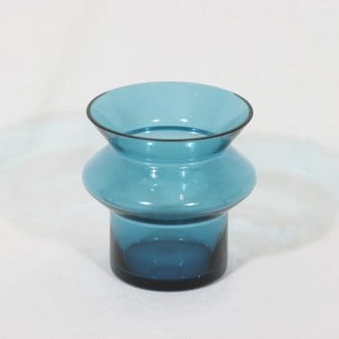 Riihimäen lasi Hyrrä maljakko, turkoosi, suunnittelija Helena Tynell,