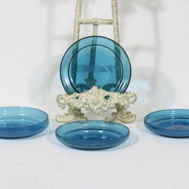 Riihimäen lasi Pomona lautaset, sininen, 4 kpl, suunnittelija Helena Tynell, pieni