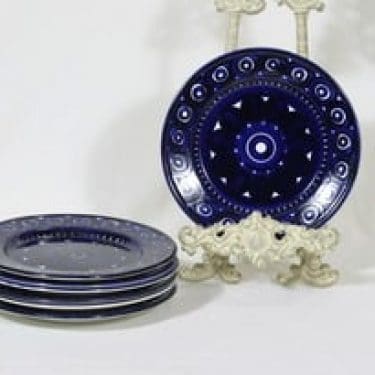 Arabia Valencia lautaset, pieni, 7 kpl, suunnittelija Ulla Procope, pieni, matala, käsinmaalattu, signeerattu