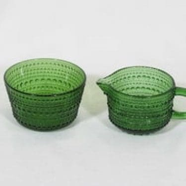 Nuutajärvi Kastehelmi sokerikko ja kermakko, vihreä, suunnittelija Oiva Toikka,