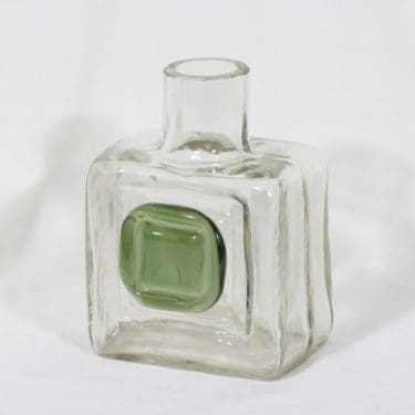 Riihimäen lasi Nappi koristepullo, kirkas, suunnittelija Helena Tynell, signeerattu