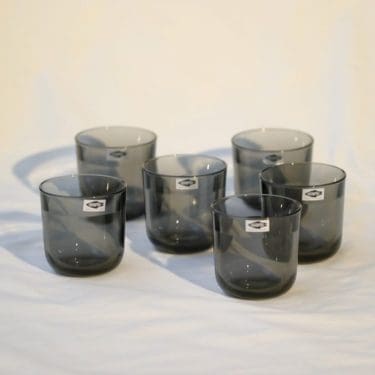 Nuutajärvi Fasetti lasit, harmaa, 6 kpl, suunnittelija Kaj Franck,