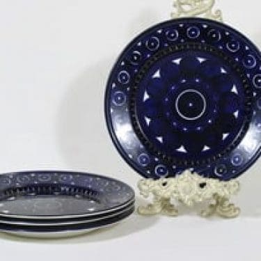 Arabia Valencia lautaset, matala, 4 kpl, suunnittelija Ulla Procope, matala, käsinmaalattu, signeerattu