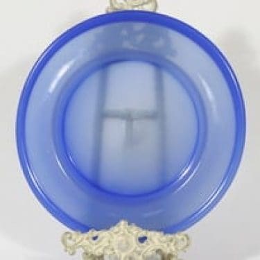 Riihimäen lasi Tzarina koristelautanen, sininen, suunnittelija Nanny Still, signeerattu