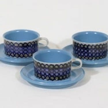 Arabia S 3 teekupit, 27 cl, 3 kpl, suunnittelija Hilkka-Liisa Ahola, 27 cl, käsinmaalattu, signeerattu, retro