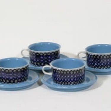 Arabia S 3 teekupit, 27 cl, 4 kpl, suunnittelija Hilkka-Liisa Ahola, 27 cl, käsinmaalattu, signeerattu, retro