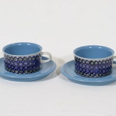 Arabia S 3 teekupit, 27 cl, 2 kpl, suunnittelija Hilkka-Liisa Ahola, 27 cl, käsinmaalattu, signeerattu, retro