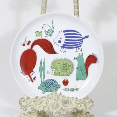 Arabia Nooan arkki lasten lautanen, suunnittelija Gunvor Olin-Grönqvist, serikuva