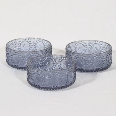 Riihimäen lasi Grapponia kulhot, siniharmaa, 3 kpl, suunnittelija Nanny Still,