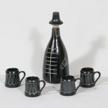 Arabia Tarina karahvi ja tuopit, 5 cl, 4 kpl, suunnittelija , 5 cl, käsinraaputettu