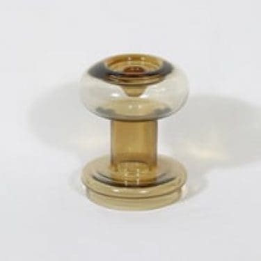 Mäntyharjun lasi kääntömaljakko, amber, suunnittelija Pentti Sarpaneva,