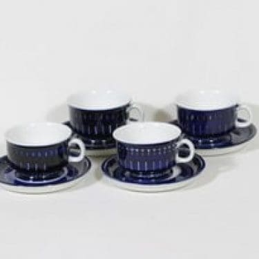 Arabia Valencia mokkakupit, 10 cl, 4 kpl, suunnittelija Ulla Procope, 10 cl, käsinmaalattu, signeerattu