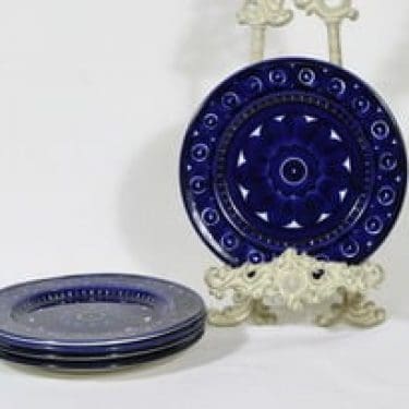 Arabia Valencia lautaset, käsinmaalattu, 5 kpl, suunnittelija Ulla Procope, käsinmaalattu, signeerattu