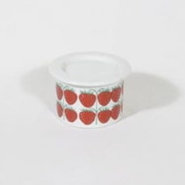 Arabia Pomona purnukka, mansikka, suunnittelija Raija Uosikkinen, mansikka, serikuva, retro