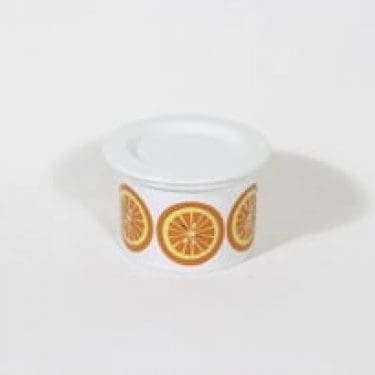 Arabia Pomona purnukka, appelsiini, suunnittelija Raija Uosikkinen, appelsiini, serikuva, retro, 12.5 cl