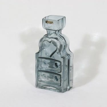 Riihimäen lasi Piironki maljakko, siniharmaa, suunnittelija Helena Tynell,