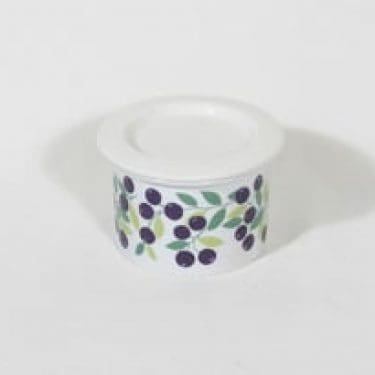 Arabia Pomona purnukka, mustikka, suunnittelija Raija Uosikkinen, mustikka, serikuva