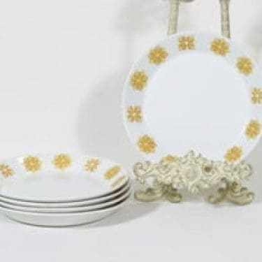 Arabia FC lautaset, pieni, 5 kpl, suunnittelija , pieni, matala, serikuva, retro