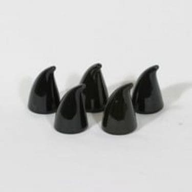 Arabia sirottimet, musta, 5 kpl, suunnittelija Kaj Franck, pieni