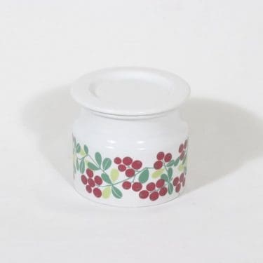 Arabia Pomona purnukka, puolukka, suunnittelija Raija Uosikkinen, puolukka, serikuva, retro