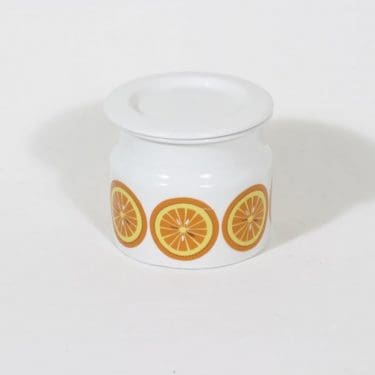 Arabia Pomona purnukka, appelsiini, suunnittelija Raija Uosikkinen, appelsiini, serikuva, retro