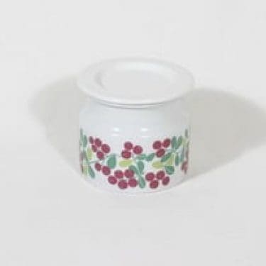 Arabia Pomona purnukka, puolukka, suunnittelija Raija Uosikkinen, puolukka, serikuva, retro