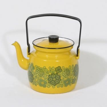 Finel Primavera kahvipannu, keltainen, suunnittelija Raija Uosikkinen, suuri, serikuva