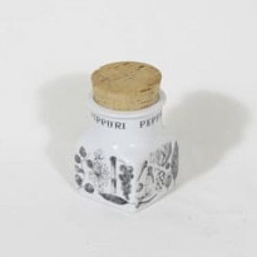 Arabia maustekuvio maustepurkki, pippuri, suunnittelija Esteri Tomula, pippuri, serikuva