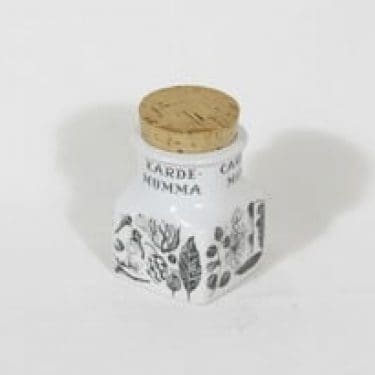 Arabia maustekuvio maustepurkki, kardemumma, suunnittelija Esteri Tomula, kardemumma, serikuva