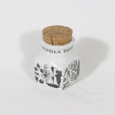 Arabia maustekuvio maustepurkki, paprika, suunnittelija Esteri Tomula, paprika, serikuva