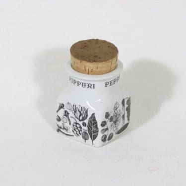 Arabia maustekuvio maustepurkki, pippuri, suunnittelija Esteri Tomula, pippuri, serikuva