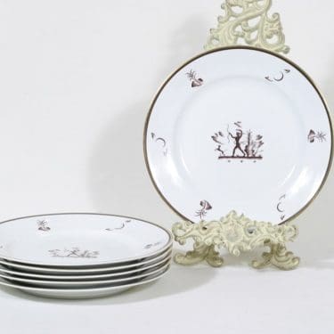 Arabia Diana lautaset, matala, 6 kpl, suunnittelija Einar Forseth, matala, siirtokuva, art deco