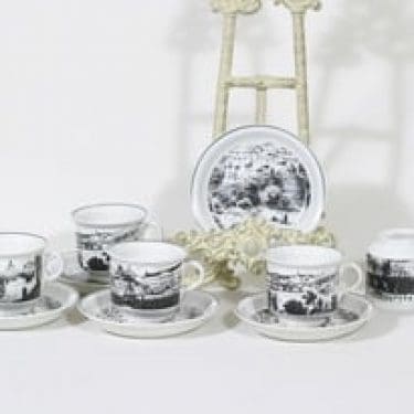 Arabia Helsinki kahvikupit, Kaivopuisto, Pohjois-Esplanadi, 5 kpl, suunnittelija , Kaivopuisto, Pohjois-Esplanadi, siirtokuva