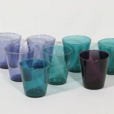 Nuutajärvi Viola lasit, eri värejä, 8 kpl, suunnittelija Kaj Franck,