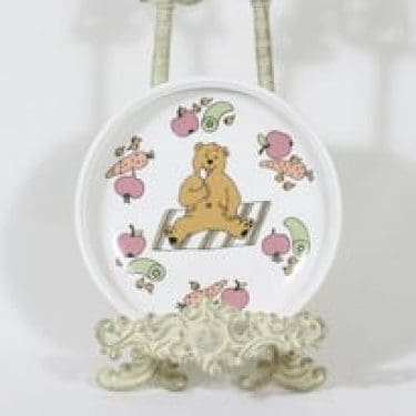 Arabia Uppo-Nalle lasten lautanen, suunnittelija Hannu Taina, serikuva