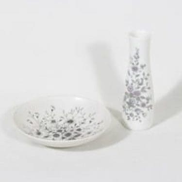 Arabia Fennica maljakko ja kulho, signeerattu, suunnittelija Esteri Tomula, signeerattu, pieni, painettu ja käsinmaalattu